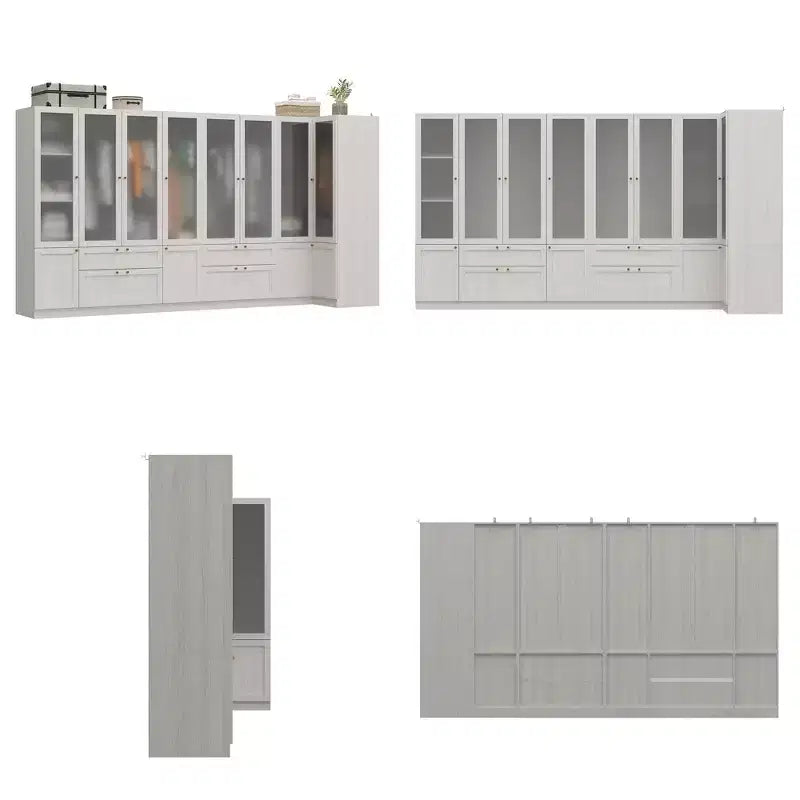 Armoire avec portes en verre dépoli et finition grain de bois