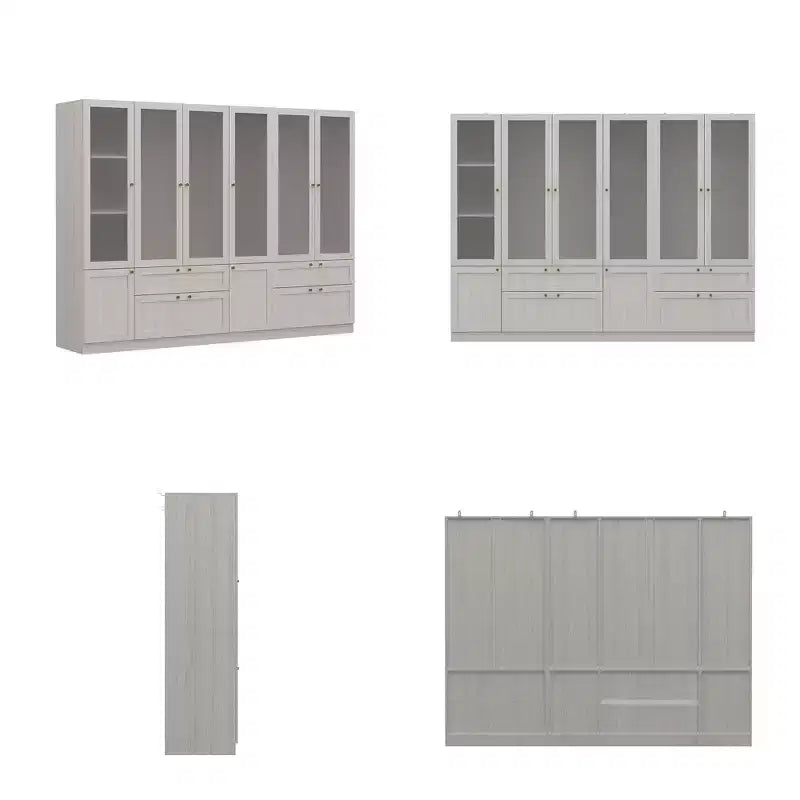 Armoire avec portes en verre dépoli et finition grain de bois