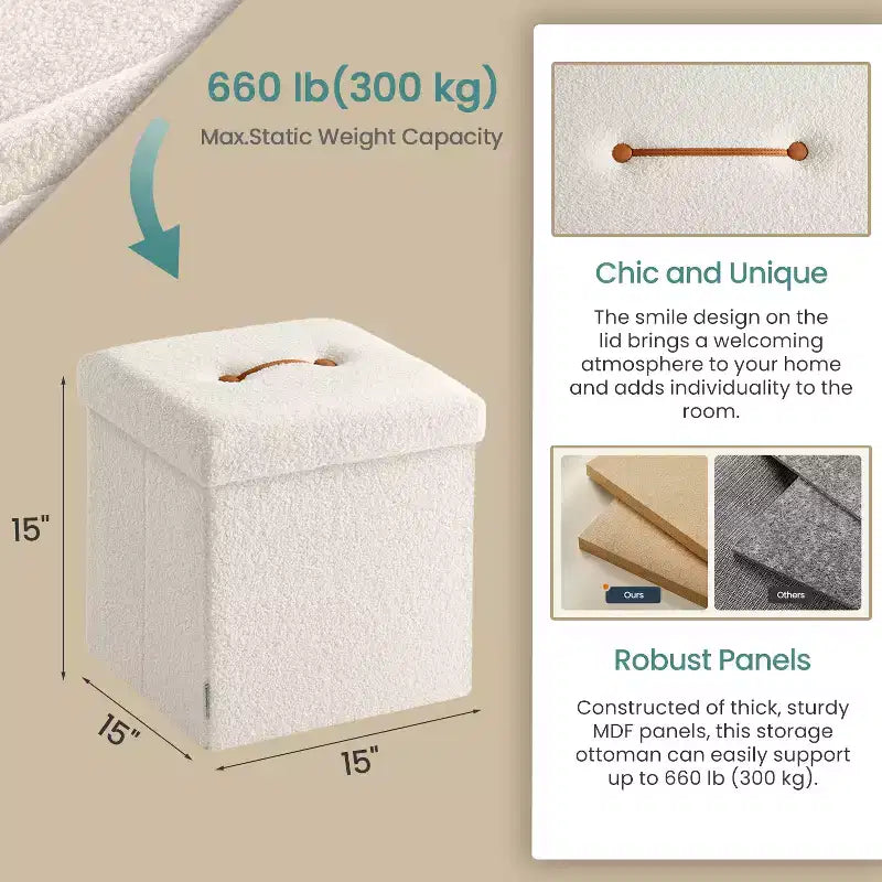 Pouffe pliant avec rangement intégré