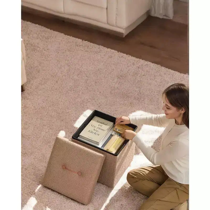Pouffe pliant avec rangement intégré