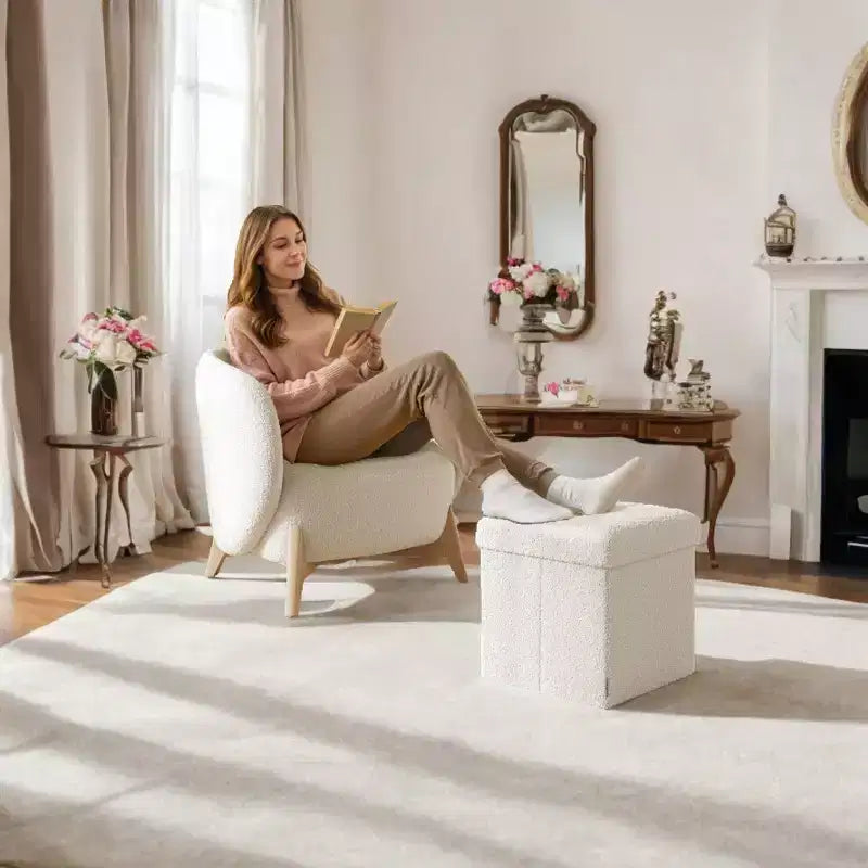 Pouffe pliant avec rangement intégré