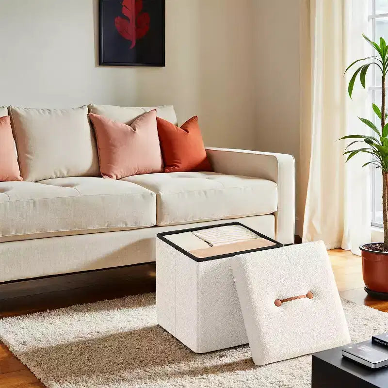 Pouffe pliant avec rangement intégré