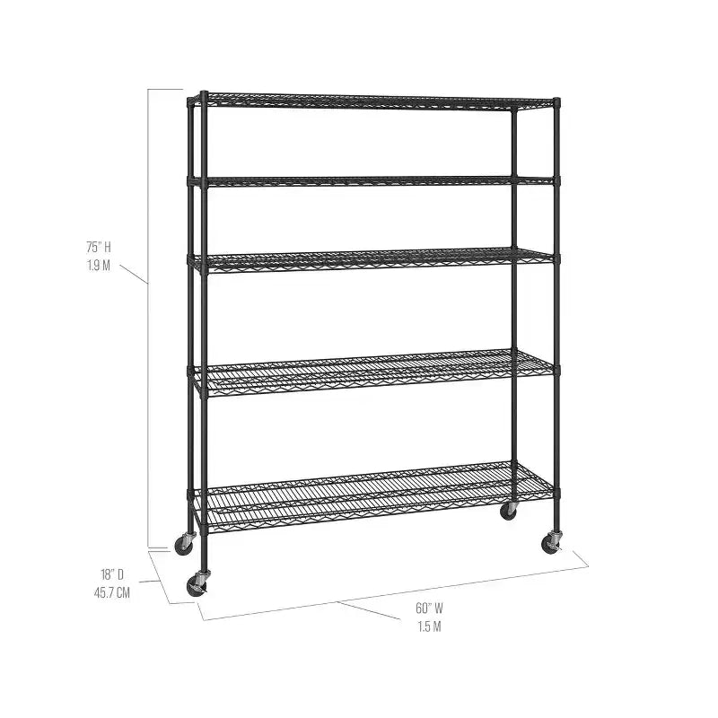 Étagère de rangement de garage en fil métallique ultra-robuste à 5 niveaux certifiée NSF