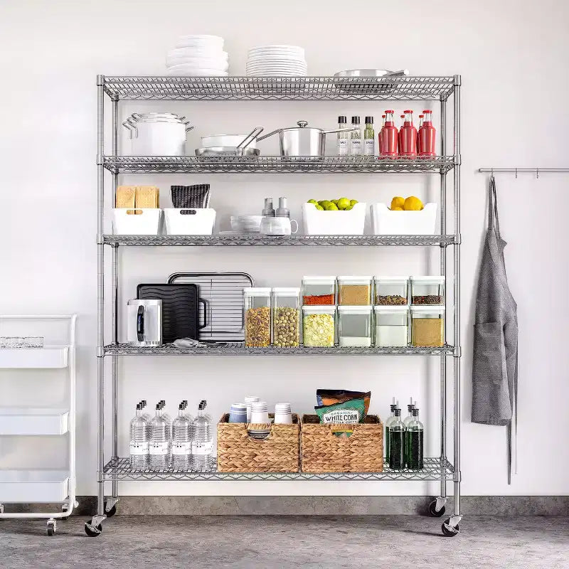 Étagère de rangement de garage en fil métallique ultra-robuste à 5 niveaux certifiée NSF
