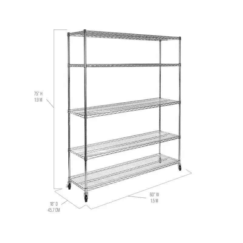 Étagère de rangement de garage en fil métallique ultra-robuste à 5 niveaux certifiée NSF