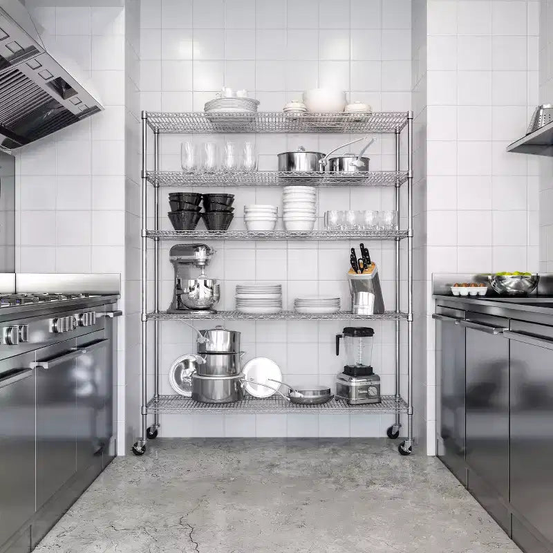 Étagère de rangement de garage en fil métallique ultra-robuste à 5 niveaux certifiée NSF