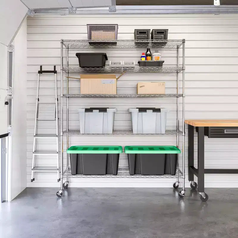 Étagère de rangement de garage en fil métallique ultra-robuste à 5 niveaux certifiée NSF