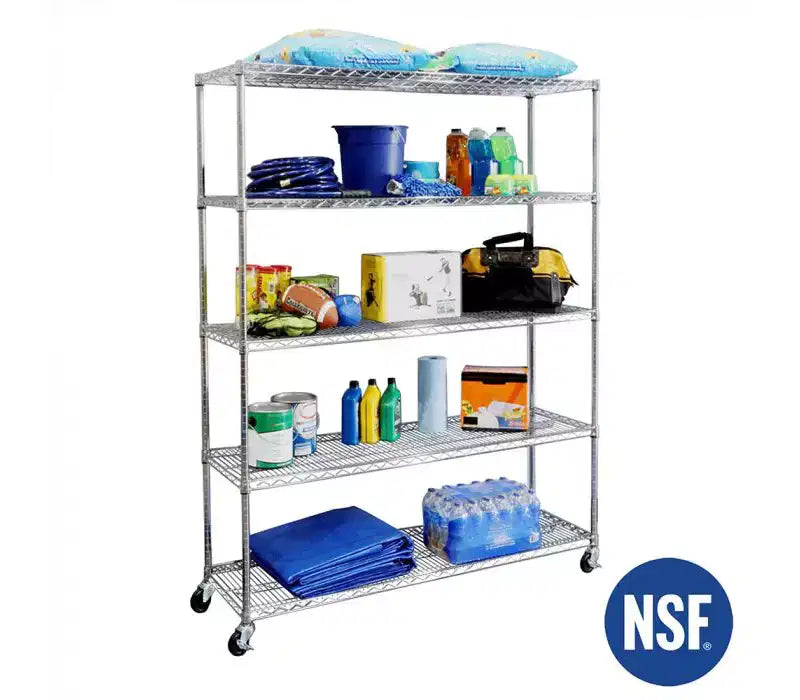 Étagère de rangement de garage en fil métallique ultra-robuste à 5 niveaux certifiée NSF