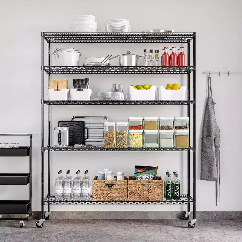 Étagère de rangement de garage en fil métallique ultra-robuste à 5 niveaux certifiée NSF