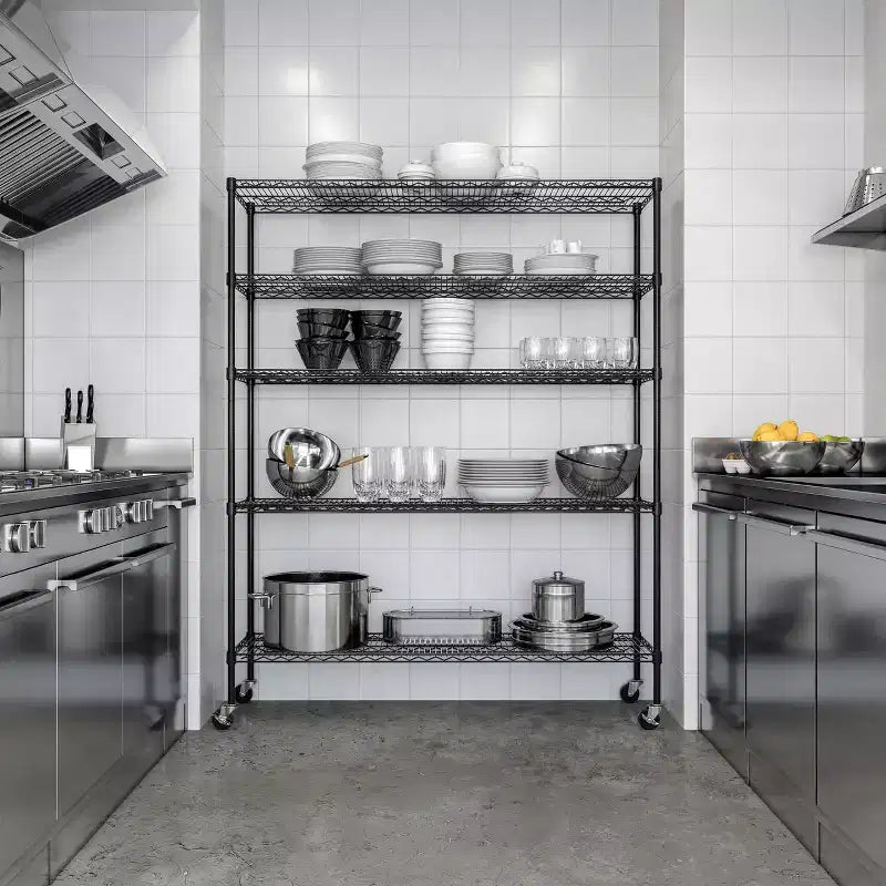 Étagère de rangement de garage en fil métallique ultra-robuste à 5 niveaux certifiée NSF