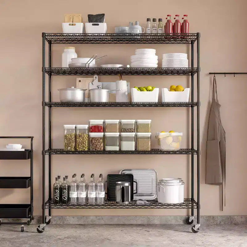 Étagère de rangement de garage en fil métallique ultra-robuste à 5 niveaux certifiée NSF