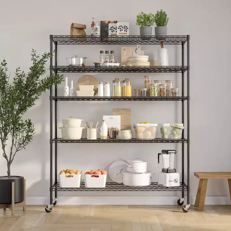 Étagère de rangement de garage en fil métallique ultra-robuste à 5 niveaux certifiée NSF