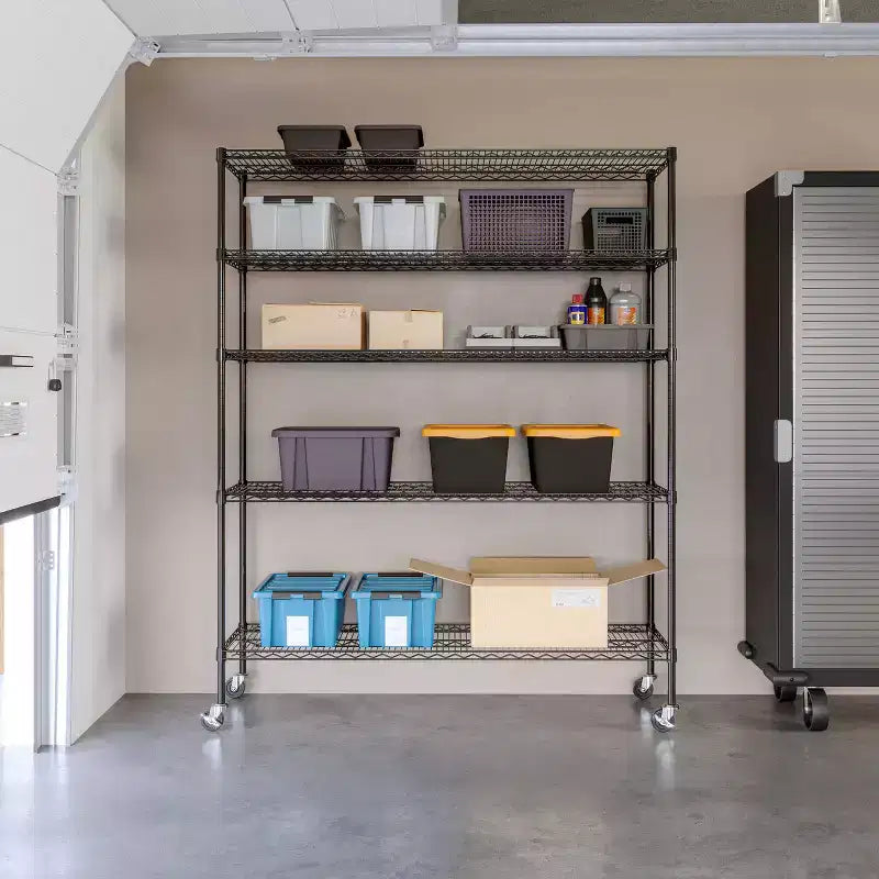 Étagère de rangement de garage en fil métallique ultra-robuste à 5 niveaux certifiée NSF