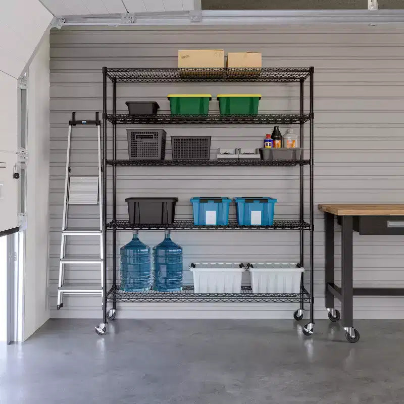 Étagère de rangement de garage en fil métallique ultra-robuste à 5 niveaux certifiée NSF