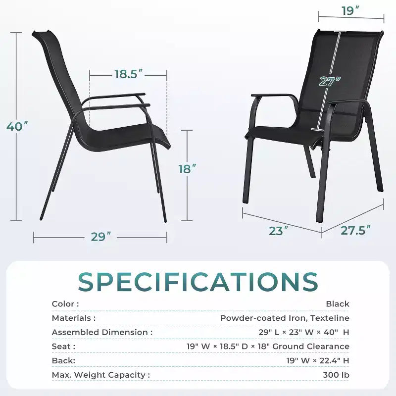Chaises de salle à manger empilables d'extérieur