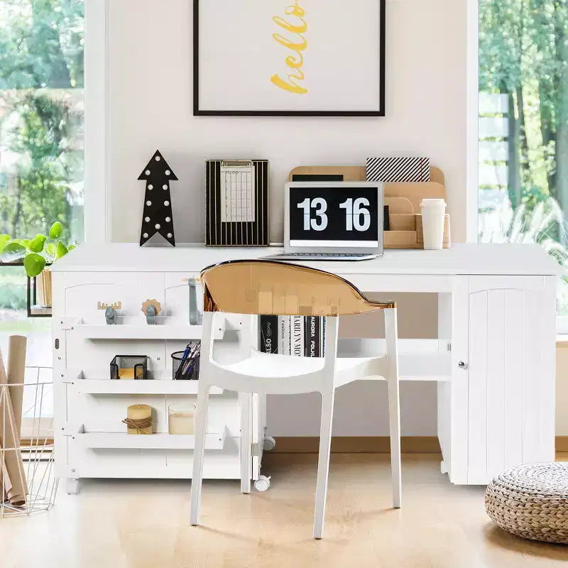 Table à coudre pliante, meuble de rangement, desserte à roulettes, grande taille