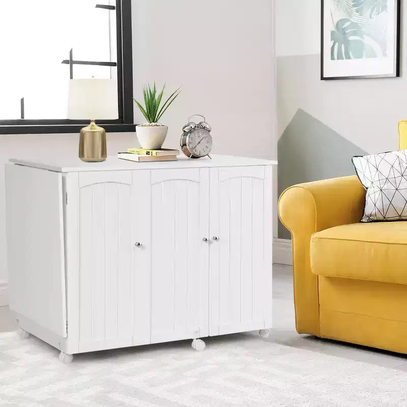 Table à coudre pliante, meuble de rangement, desserte à roulettes, grande taille