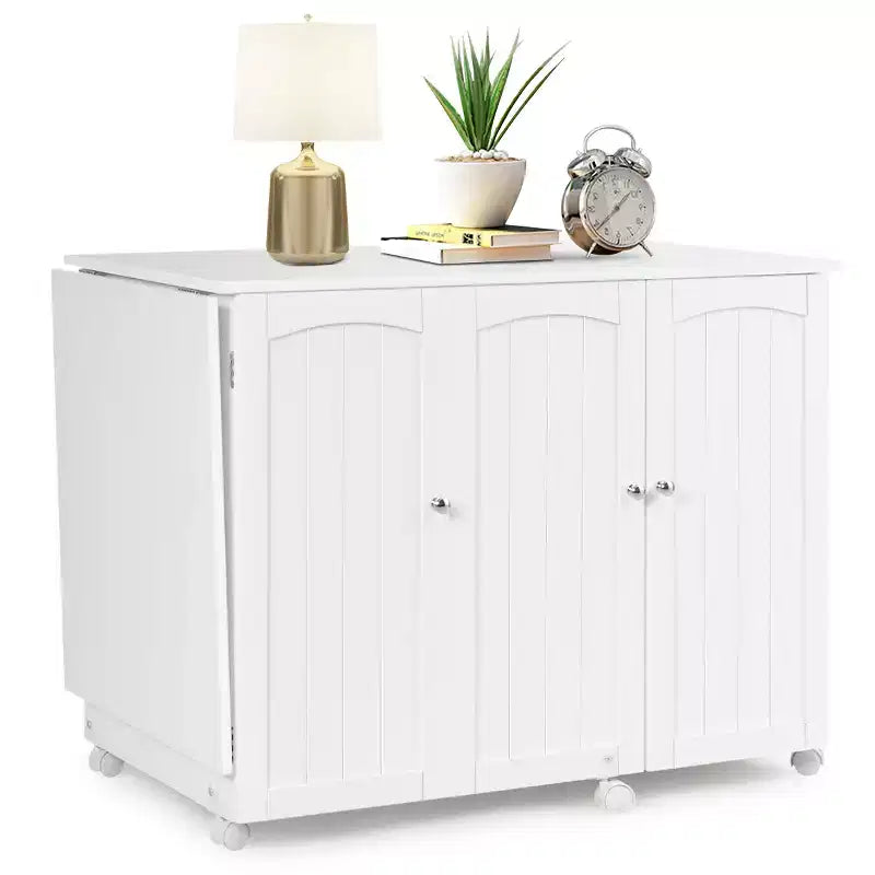 Table à coudre pliante, meuble de rangement, desserte à roulettes, grande taille