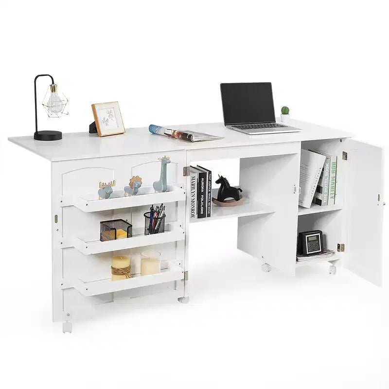 Table à coudre pliante, meuble de rangement, desserte à roulettes, grande taille