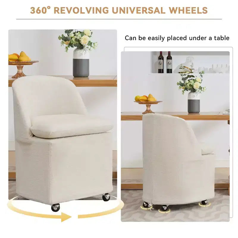 Lot de 2 chaises de salle à manger en tissu chenille