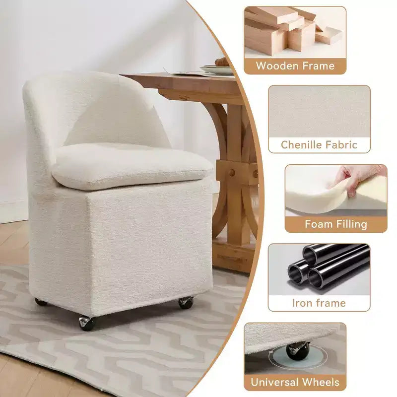Lot de 2 chaises de salle à manger en tissu chenille