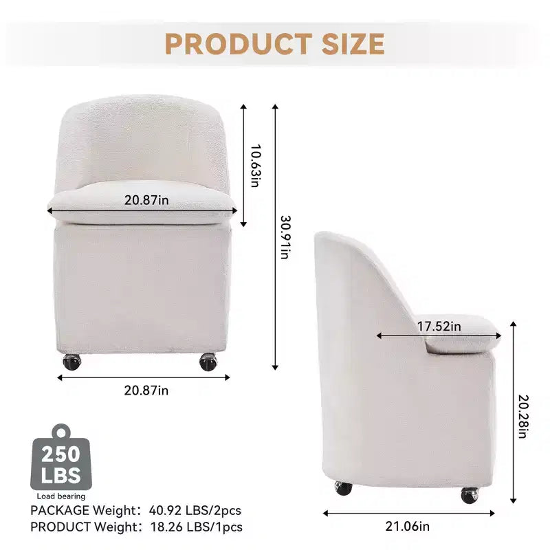 Lot de 2 chaises de salle à manger en tissu chenille