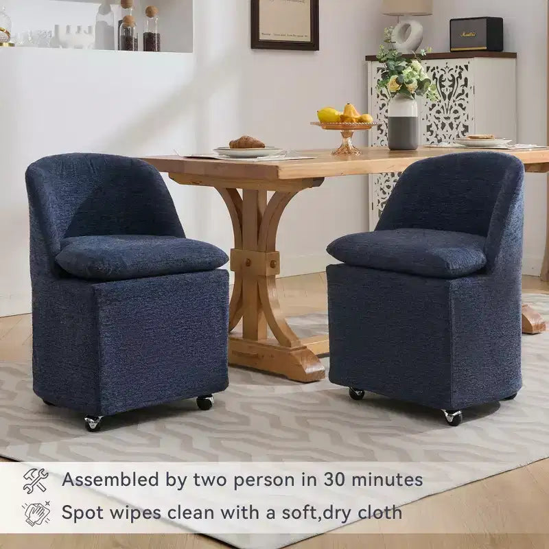 Lot de 2 chaises de salle à manger en tissu chenille