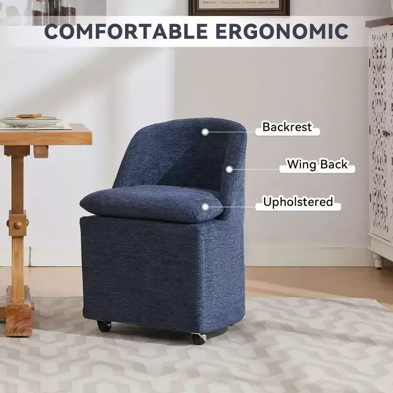 Lot de 2 chaises de salle à manger en tissu chenille