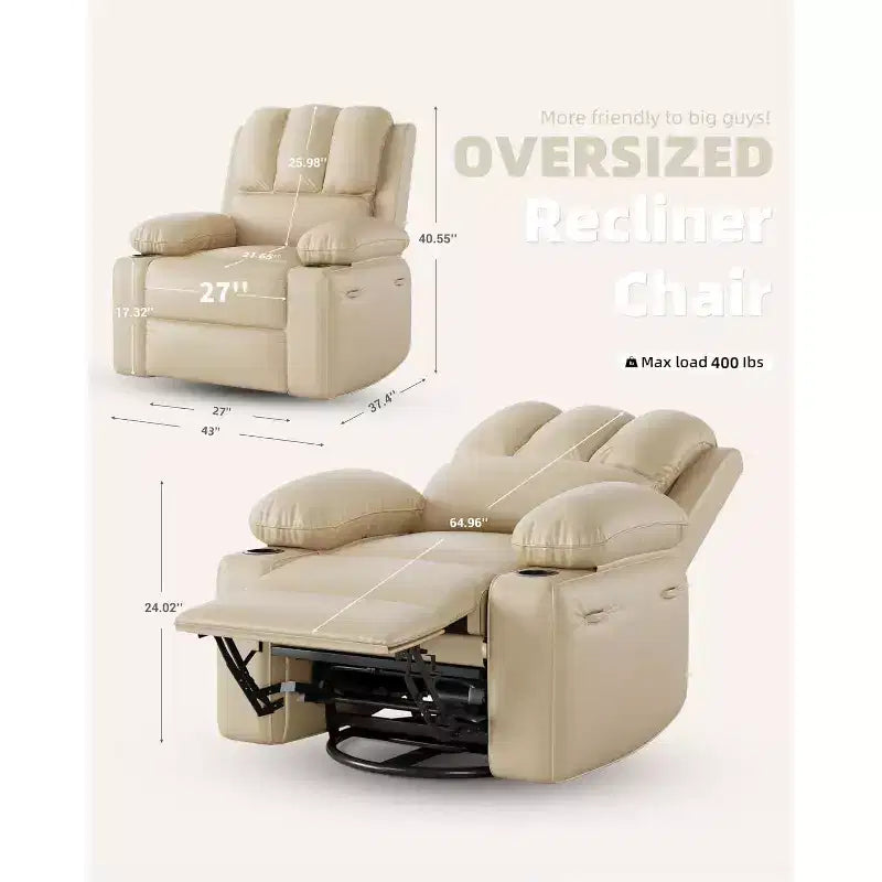 Fauteuil inclinable manuel en cuir PU