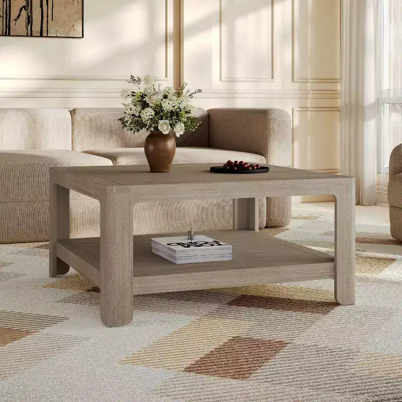 Table basse carrée moderne à double plateau pour usage intérieur