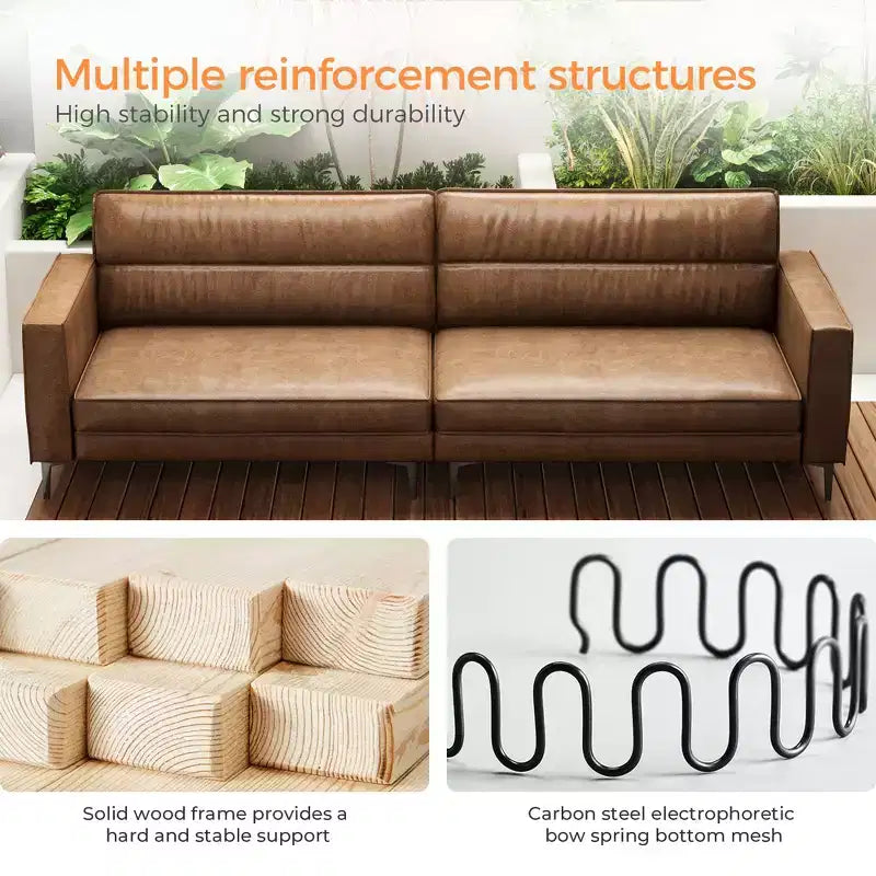 Canapé moderne en cuir véritable huilé ciré