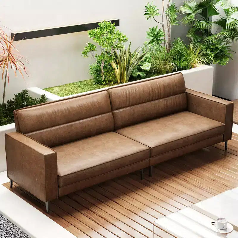 Canapé moderne en cuir véritable huilé ciré