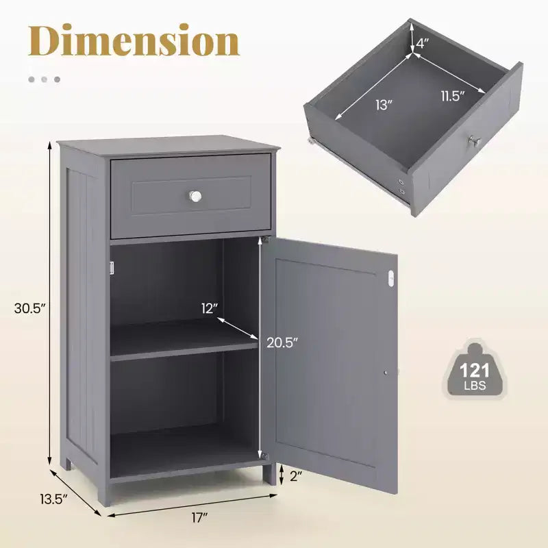 Meuble de rangement de salle de bain sur pied avec tiroirs et porte-serviettes