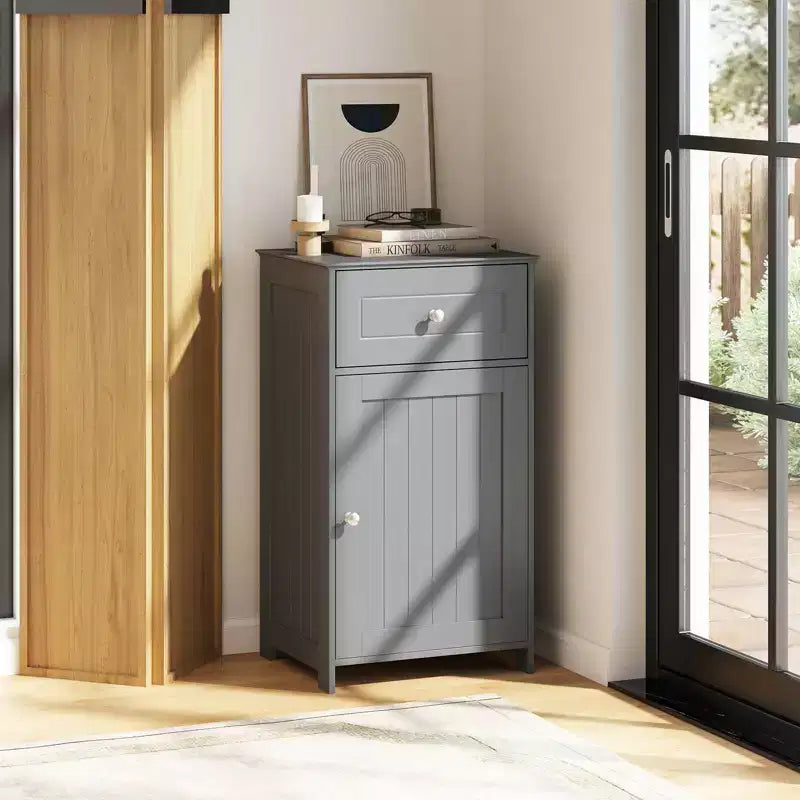 Meuble de rangement de salle de bain sur pied avec tiroirs et porte-serviettes