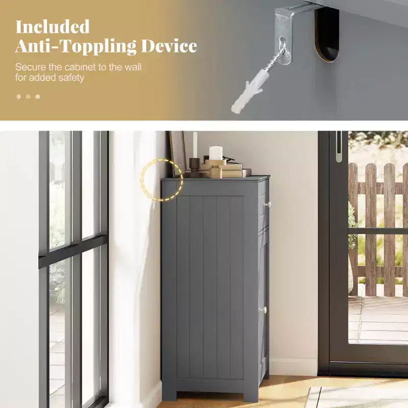 Meuble de rangement de salle de bain sur pied avec tiroirs et porte-serviettes