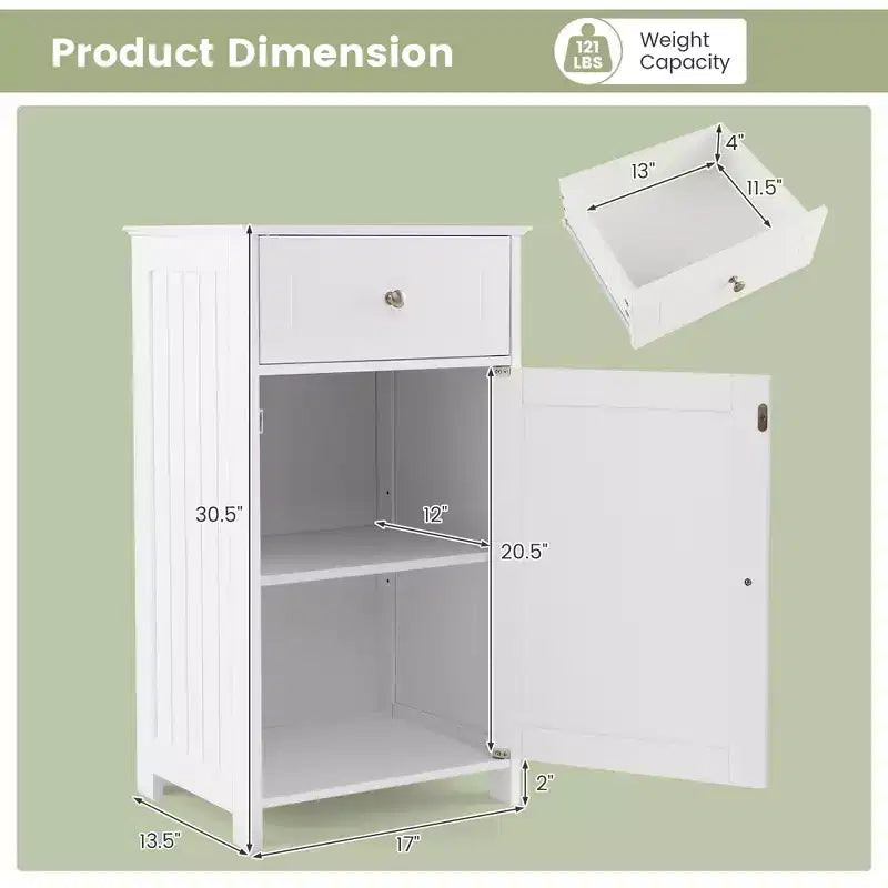 Meuble de rangement de salle de bain sur pied avec tiroirs et porte-serviettes