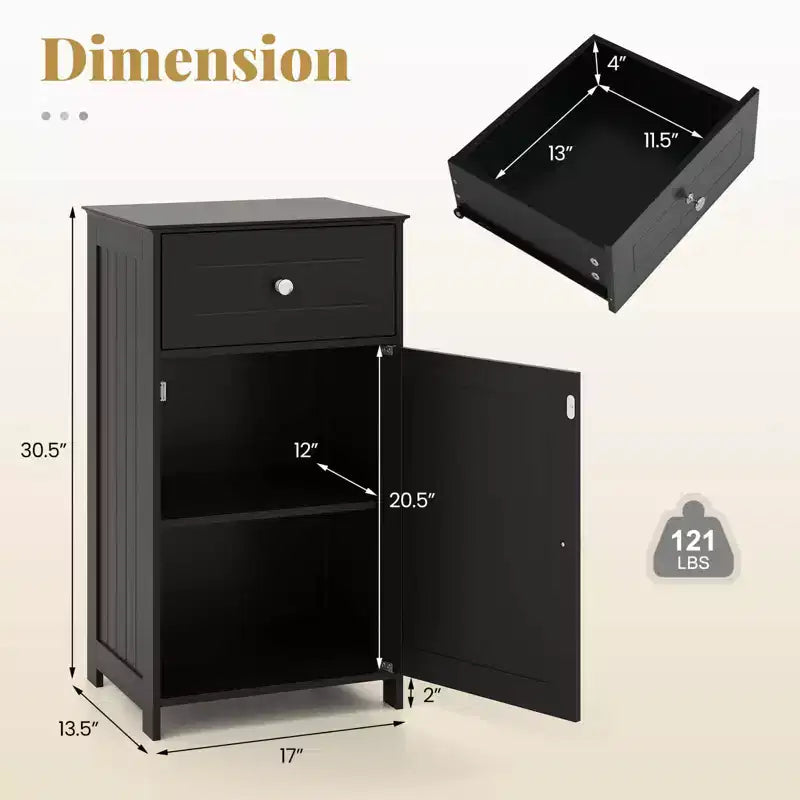 Meuble de rangement de salle de bain sur pied avec tiroirs et porte-serviettes