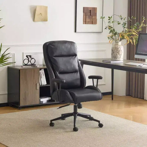 Karl Home Black PU High Back Adjustable Indoor Leisure Swivel Chair