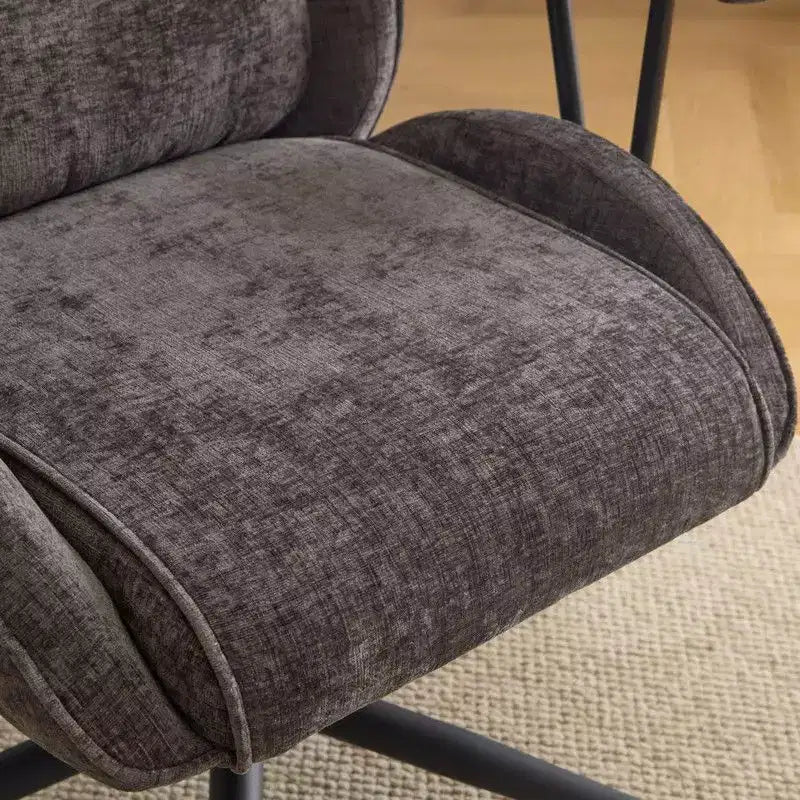 Chaise pivotante d'intérieur noire en PU à dossier haut réglable