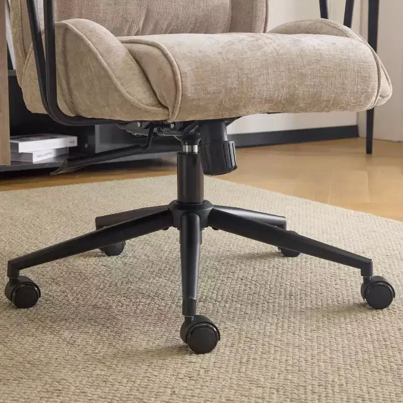 Chaise pivotante d'intérieur noire en PU à dossier haut réglable