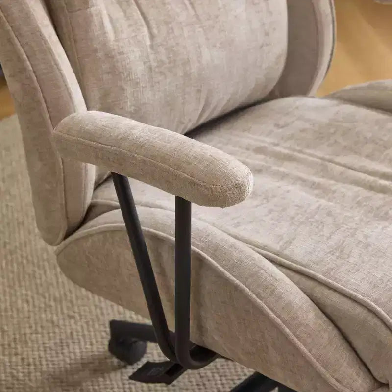 Chaise pivotante d'intérieur noire en PU à dossier haut réglable