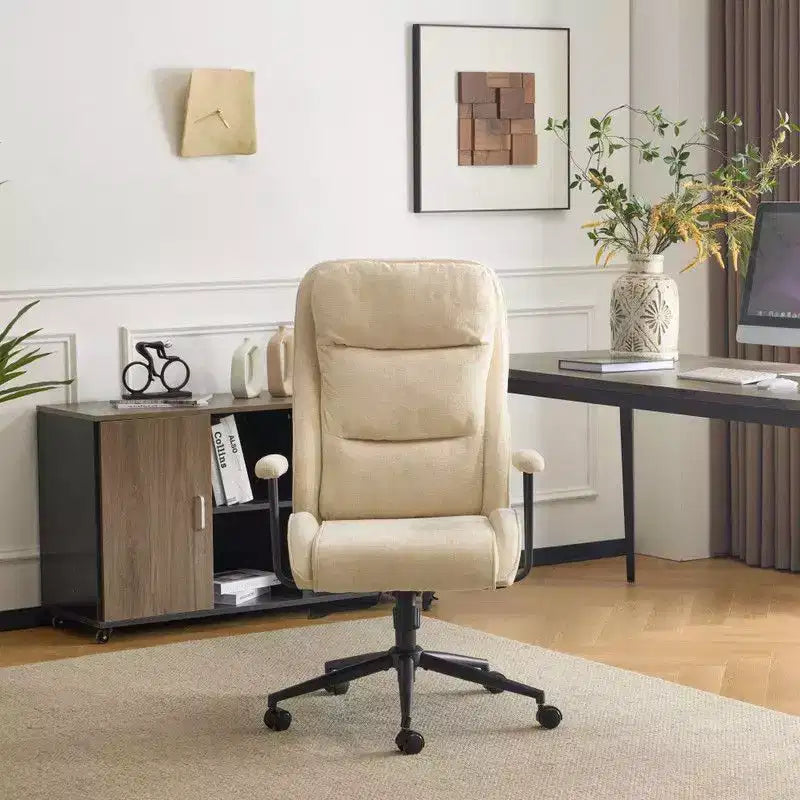 Chaise pivotante d'intérieur noire en PU à dossier haut réglable