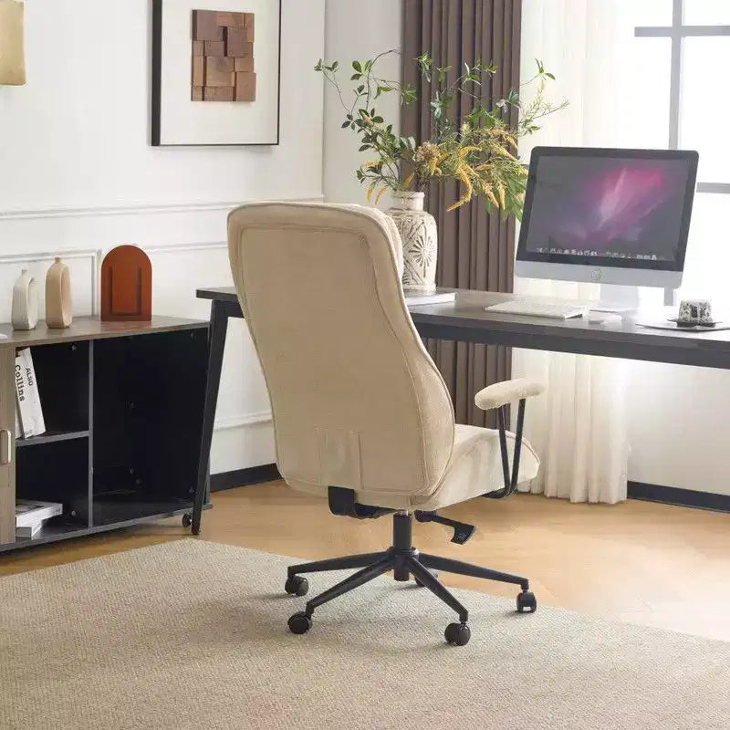 Chaise pivotante d'intérieur noire en PU à dossier haut réglable
