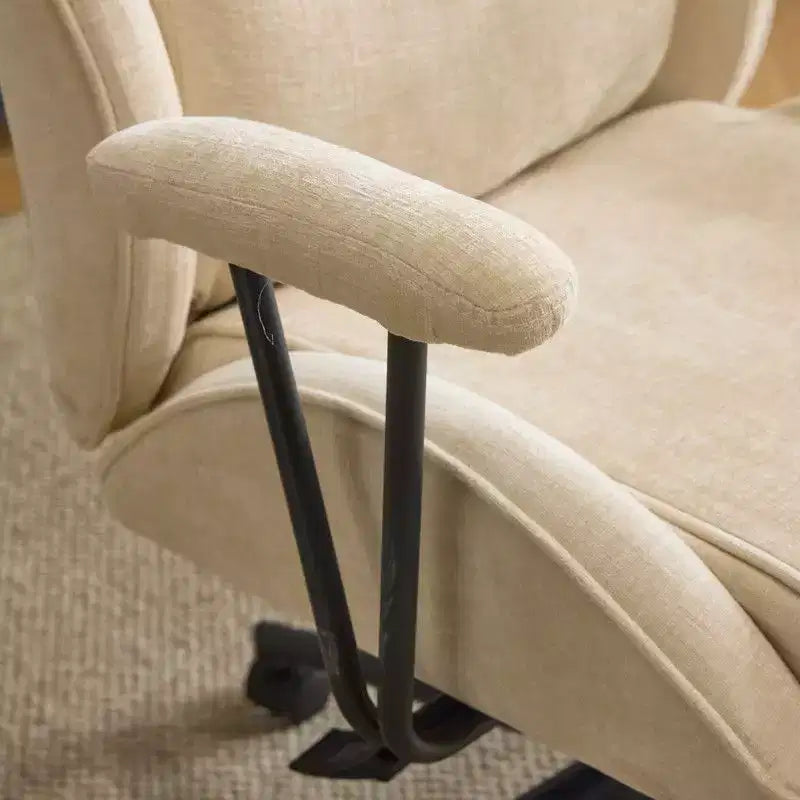 Chaise pivotante d'intérieur noire en PU à dossier haut réglable