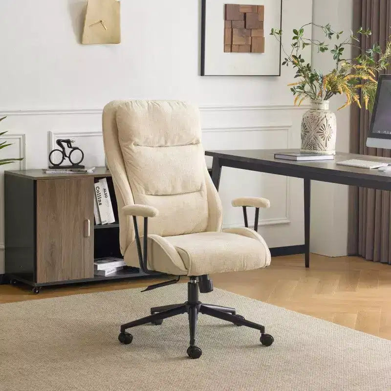 Chaise pivotante d'intérieur noire en PU à dossier haut réglable