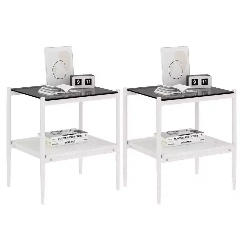 Table d'appoint rectangulaire avec plateau en verre trempé