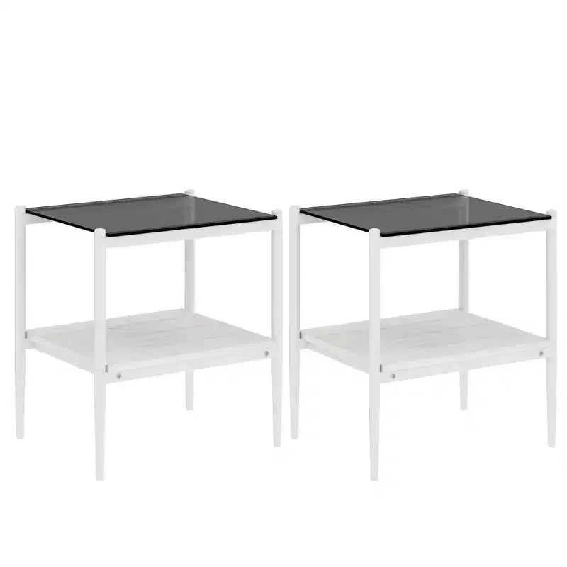 Table d'appoint rectangulaire avec plateau en verre trempé