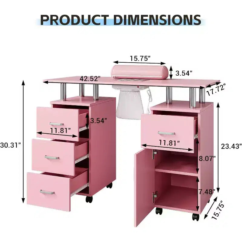 Table de salon de manucure avec dépoussiéreur électrique
