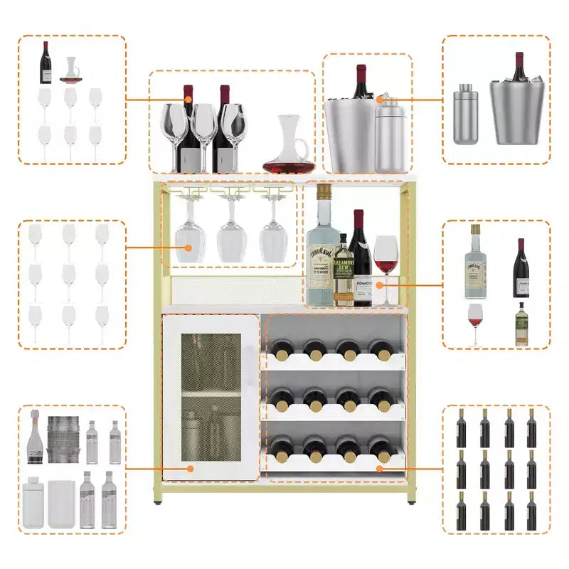 Meuble à vin industriel doré, type C