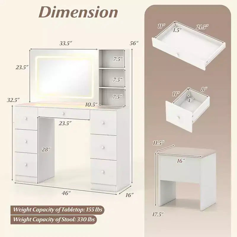 Coiffeuse élégante avec miroir